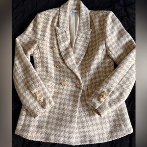 Fate Cream and Brown Houndstooth Blazer